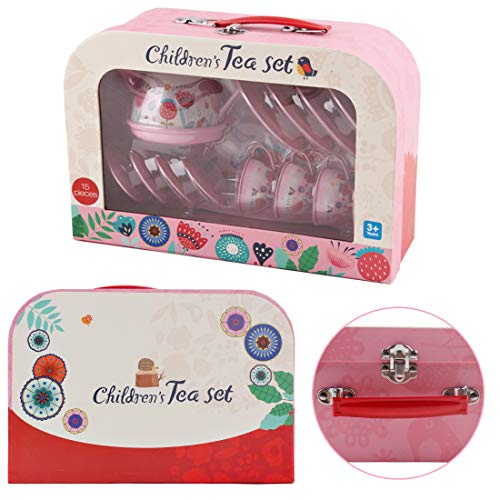 deAO 14 teiliges Tee-Service mit Tragetasche, in den Farben rosa – Bild 8