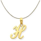 The Black Bow 14k Yellow Gold, Mimi, Sm Script Initial H Necklace