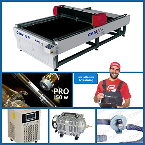 CAMFive Laser Full Sheet Open Bed Industrial Design CO2 Cutter CMA10050 Working Area 100x50 inhes or 8x4 ft Cutting Machine for Wood and Acrylic Sheets. Advance Package