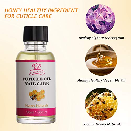 MAKARTT Honey Naturals Nail Cuticle Oil 30ML, Heals Cracked Cuticles, Perfect Non-irritating Milk Fragrant 5Mins Fast Absorption, Moisturizing & Anti-Greasy Oil Cuticle Repair P-11