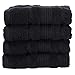 Qute Home 4-Piece Hand Towels Set, 100% Turkish Cotton Premium Quality Towels for Bathroom, Quick Dry Soft and Absorbent Turkish Towel, Set Includes 4 Hand Towels (Black)