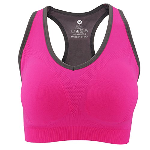YAHA Women’s Sports Bra Racerback Yoga Workout Bra (L, Rose)