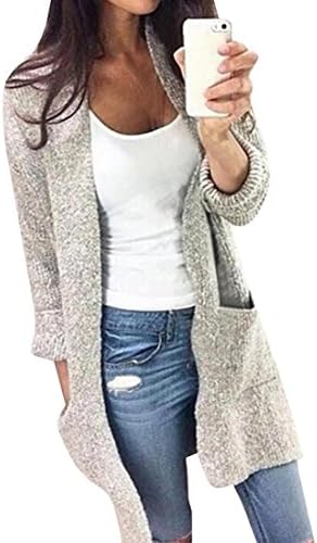Betteraim Women's Long Sleeve Solid Color Knitted Sweater Cardigan