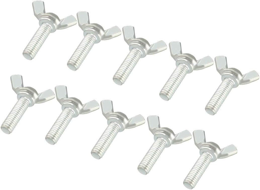 sourcing map Wingbolt Butterfly Wing Thumb Hand Screws Bolts M6x20mm 1mm Pitch Carbon Steel 10pcs