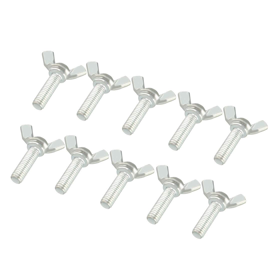 sourcing map Wingbolt Butterfly Wing Thumb Hand Screws Bolts M6x20mm 1mm Pitch Carbon Steel 10pcs