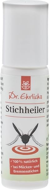 Dr. Ehrlichs Stichheiler 20ml – Mücken-Stift schnelle Hilfe gegen Insekten - 100% Natürlich - Praktischer Roll-ON Pflegestift