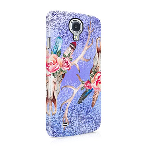 Floral Watercolor Bull Skull & Blue Mandala Hard Plastic Phone Case For Samsung Galaxy S4 Mini