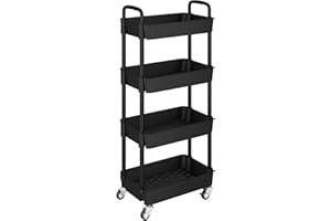 UDEAR 4-Tier Kitchen Rolling Utility Cart,Multifunction Storage Organizer with Handle and 2 Lockable Wheels for Kitchen,Bathr