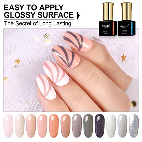 Gel Nail Polish Set - 12 Pcs 8ml Nude Gray Series Nail Art Gift Box, Soak Off Nail Art Manicure Varnish Set, Require LED UV Nail Dryer Lamp
