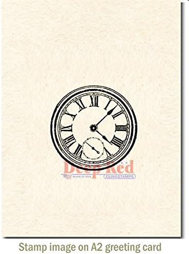 Deep Red Stamps Roman Clock Rubber Stamp