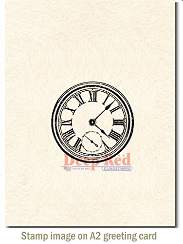 Deep Red Stamps Roman Clock Rubber Stamp