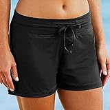 Charmleaks HIgh Waist Swimweawr Board Shorts Black Swim Bottoms Swimwear Shorts, X-Large, Black