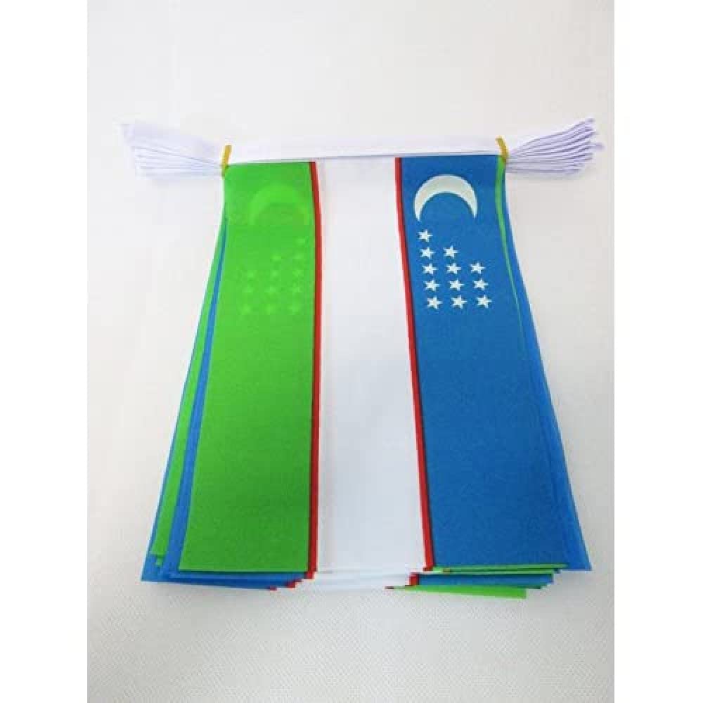 Guirlande 20 Drapeaux Ouzbékistan en Polyester, 45cm x 30cm