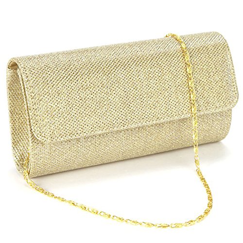 Jubileens Women's Evening Party Wedding Ball Prom Clutch Wallet Handbag (Gold)