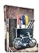 Bellaa Pen Pencil Holder Storage Cell Phone Stand Desk Office Organizer Container Cup Pot Multi Purpose Caddy Vintage Old World Book Box Library Gift (Library)