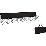 Portable 8-Seater Folding Team Sports Sideline Bench with Back by Trademark Innovations (Black)