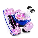LESHP RC Rolling Stunt car,Invincible Tornado Twister Remote Control Truck,360 Degree Spinning and Flips with Color Flash & Music for Kids,blue