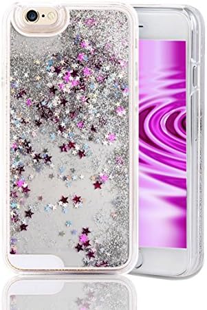 iPhone 6 Case, iPhone 6S Case, Protective 3D Creative Luxury Bling Glitter Sparkle Liquid Case Infused with Glitter and Stars Moving Quicksand Hard Case for boys and girls - Silver - 4.7 inch