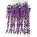 Veryhome 6pcs Artificial Silk Wisteria Vine Rattan Garland Fake Wisteria Hanging Flowers Purple Wedding Party Home Garden Outdoor Ceremony Floral Decor,3.18 Feet (Purpule-2)