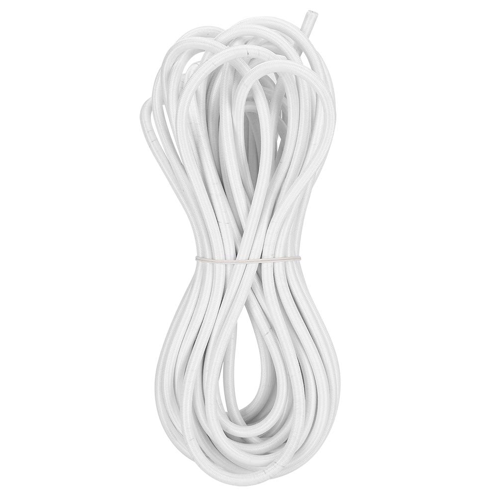 Joyzan Round Elastic Rope, 6mm 10m / 32.8ft Polypropylene Fiber Rope White String Braided Sewing Cord Stretch Shock for Backpack Tent Poles Dressmaking DIY Craft Projects Camping Accessories