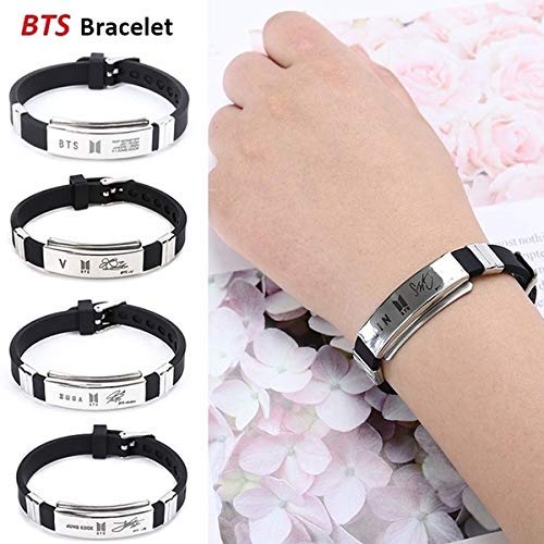 Yellow-Chimes-Kpop-BTS-Exquisite-Signature-Printing-Stainless-Steel-Silicon-Wristband-Unisex-Bracelet-for-Girls-and-Boys