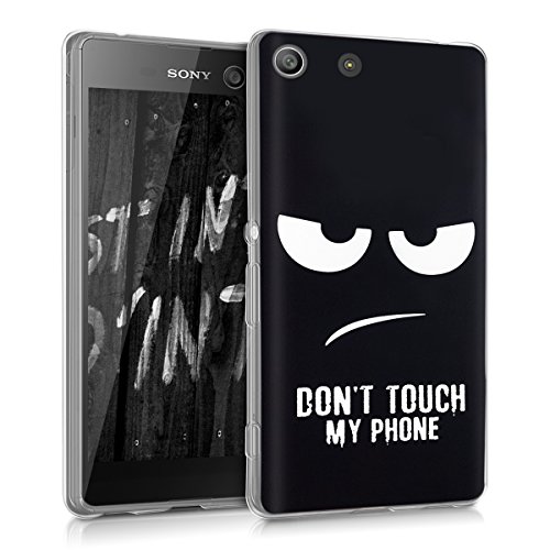 kwmobile Crystal Case Cover for Sony Xperia M5 TPU silicone IMD design protective case - soft mobile cover Design Don't touch my phone