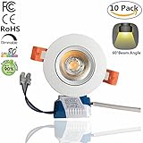 LightingWill LED Downlight 10-Pack 5W CRI>80 396LM Directional Recessed COB Fixture Cut-out 2.5in(65mm) Dimmalbe 60 Beam Angle 4000K-4500K Natural White Ceiling LED Bulb 50W Halogen Bulbs Equivalent
