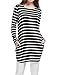 Allegra K Women's Stripes Long Sleeves Pockets Loose Tunic Top M Black