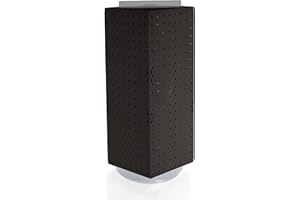 Azar Displays, 703385-BLK, 4 Sided Revolving, Pegboard Counter Display for Vendors Storage Necklace Jewelry Organizer for Selling at Trade Shows or Craft Shows Rotating, Black, 8” X 20”