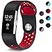 Maledan Replacement Sport Bands with Air Holes Compatible for Fitbit Charge 2, Black/Red, Small
