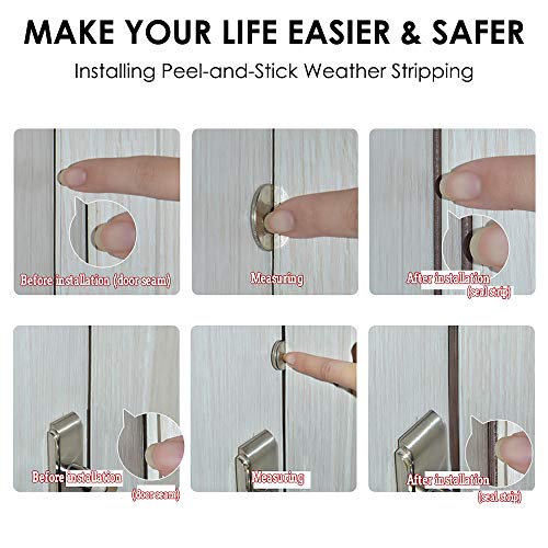 QIBOX Indoor Weather Strips, 52Ft Weather Stripping for Doors Window Seal Draft Stopper Door Sweep, Insulation Door Strip Kit Soundproofing Anti-Collision Self-Adhesive (2 Rolls) - Thumbnail 7