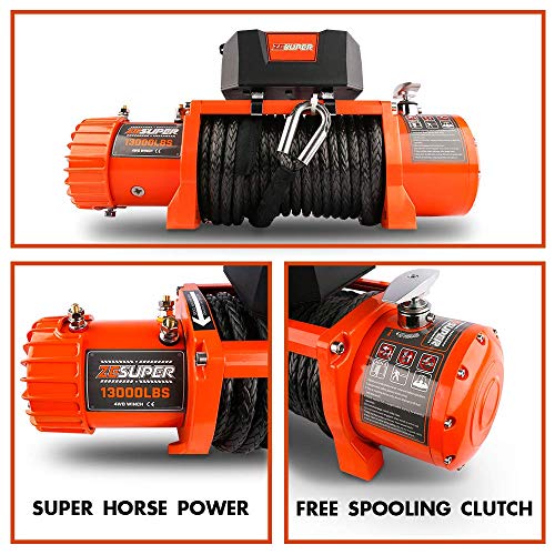 ZESUPER 12V 13000-lb Load Capacity Electric Truck Winch Kit Synthetic Rope, Waterproof Off Road Winch for Jeep,Truck,SUV with Wirless Remote and Corded Control(13000-Rope) - Image 3