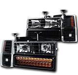 ZMAUTOPARTS C/K C Silverado Suburban Crystal Headlight+LED Bumper+Corner Black/Amber