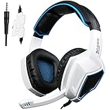 Sades SA920 3.5mm Wired Stereo Gaming Over Ear Headset with Microphone and Revolution Volume Control for Xbox One / Xbox 360 / PS4 / PC /Cell phones / iPad (Black/White)