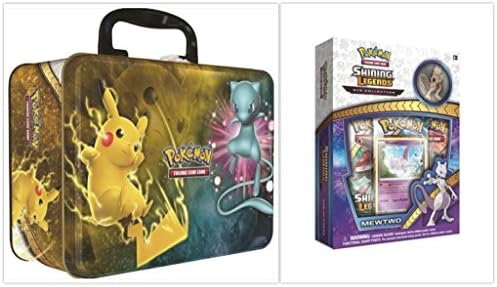 Pokemon Trading Card Game Shining Legends Collectors Chest and Mewtwo Pin Collection Box Bundle, 1 of Each