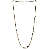 COOLSTEELANDBEYOND Black 18K Gold-Plated Multi-Strand Long Chains Statement Necklace with Crystal Beads Charms Pendant, Dress Prom