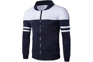 WUAI Men's Casual Jackets Outdoors Patchwork Slim Fit Sports Running Fashion Outwear Motorcycle Coat