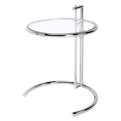 Buy Mid Century Eileen Gray Side Table End Table Height Adjustable C Shaped Sofa Couch Coffee Table Laptop Table With Tempered Glass Top And Stainless Steel Frame For Living Room Bedroom Balcony Office