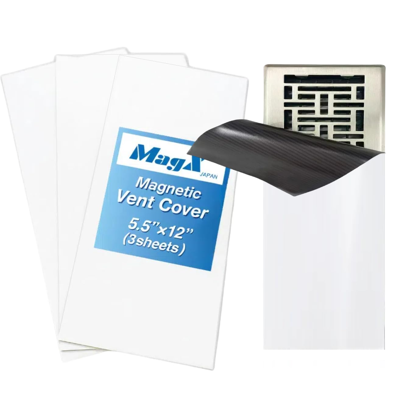 MagX Magnetic Vent Cover 14cm x 30cm (3 Sheets), Flexible Anisotropic Magnet of Ultra Thick 1.5 mm, for Air Registers or Floor Air Vents, RV, Home HVAC, AC, Home Must Buy