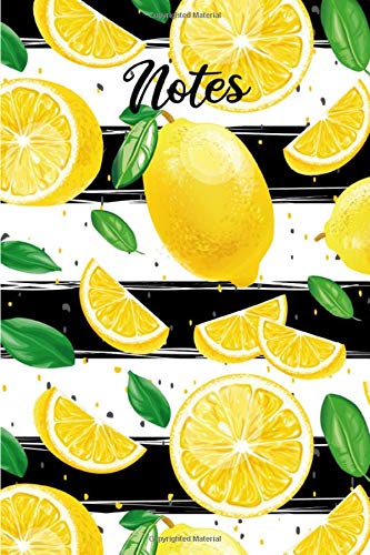 Notes: Lemons Pattern and Black and White Striped Notebook