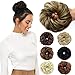 Rose bud Messy Bun Hair Pieces For Women Hair Bun Extension Updo Curly Messy Bun Scrunchie Light Brown & Ash Blonde Mixed