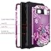 LONTECT for Galaxy S10 Case Floral 3 in 1 Heavy Duty Hybrid Sturdy High Impact Shockproof Protective Cover Case for Samsung Galaxy S10, Black/Purple Flower