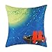 CaliTime Soft Canvas Throw Pillow Cover Case for Couch Bed Home Decor, Hand Painted Cartoon Comic Red Couple Loving Foxes Print, 18 X 18 Inches, Rowing