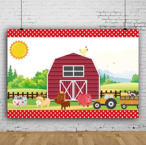 Leowefowa 10x8ft Vinyl Photography Backdrop Farm Theme Birthday