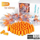 Foam Ear Plugs,Ear Plugs Noise Reduction - 33dB SNR Super Soft Foam Ear Plugs for Sleeping, Woodworking, Shooting, Travel, Concert, Snoring, Loud Events Orange Ear Plugs (100 Pairs Individual Package