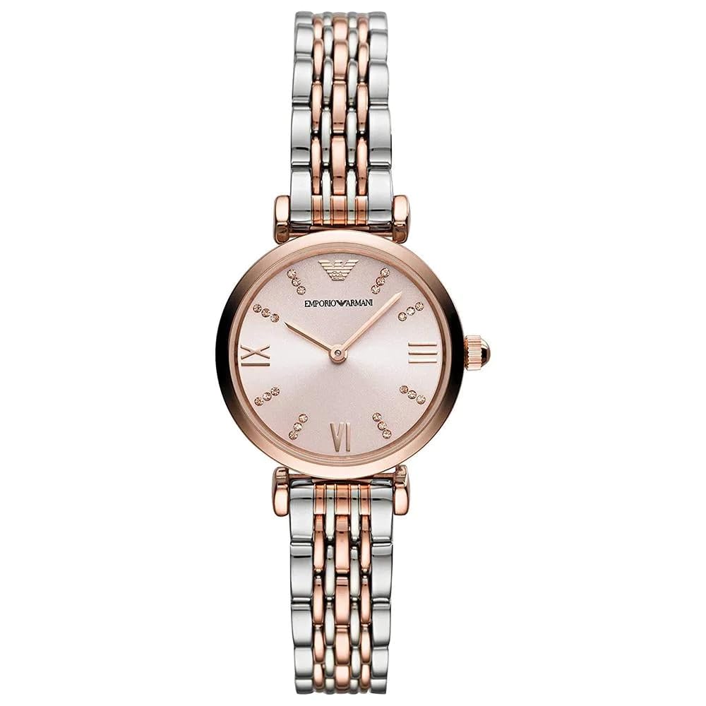 Emporio Armani Watch for Women, Two Hand Movement, 28 mm Rose Gold Stainless Steel Case with a Stainless Steel Strap, AR11223