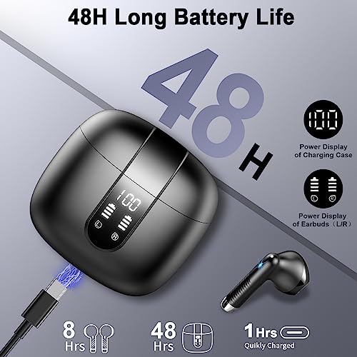 Bluetooth Headphones, In-Ear Headphones, Wireless Bluetooth 5.4 Headphones with 4 Mics, ENC Noise Cancelling Earbuds, 48H Deep Bass, IP7 Waterproof Earphones, LED Display, USB-C