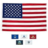 American Flag 3x5' | 100% Guarantee | Heavy Duty | Embroidered Stars | Sewn Stripes | 210D Oxford Nylon | Quadruple Stitched Fly End | Brass Grommets for Easy Display | U.S. Flag