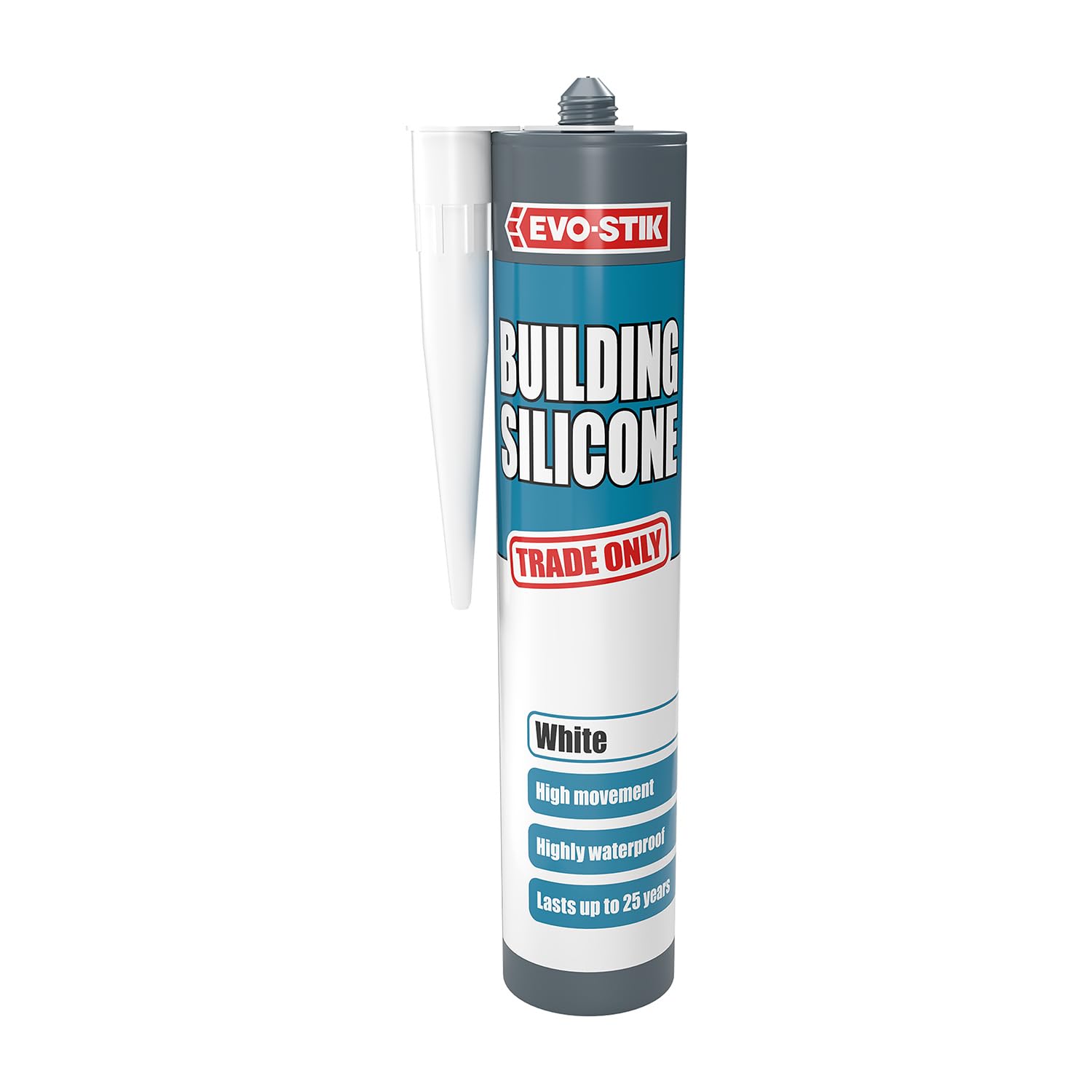 EVO-STIK Building Silicone Sealant White - 290ml - Waterproof - High Movement Accommodation - Interior and Exterior Use - Lasts up to 25 Years
