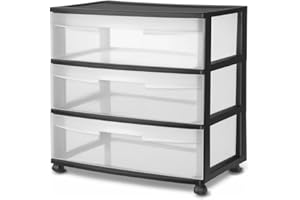 GENERIC The Wide 3 Drawer Cart Black 4 wheel casters allow 3-drawer storage cart to be easily moved